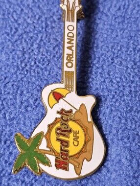 Hard Rock Cafe White, Gold & Green Orlando Guitar Pin
